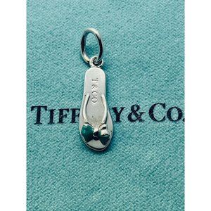Tiffany & Co. Flip Flop Blue Enamel Pendant Charm Sandal Sterling Silver Pouch